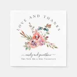 Modern Watercolor Florals Vielen Dank für Ihre Nam Serviette