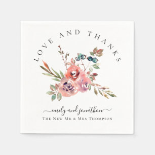 Modern Watercolor Florals Vielen Dank für Ihre Nam Serviette