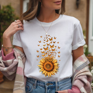 Modern Watercolor Gelbe Sonnenblume Schmetterling T-Shirt