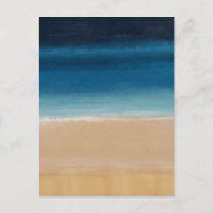 Modern Watercolor Gold Blue Beach Feiertagspostkarte