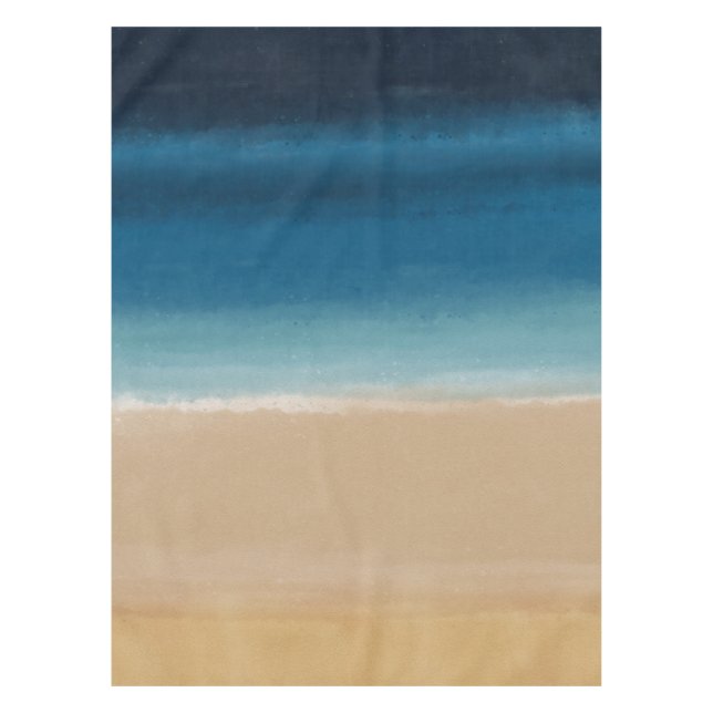 Modern Watercolor Gold Blue Beach Tischdecke (Vorderseite)