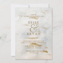 Modern Watercolor Gold Weißer Marmor Hochzeit einl Einladung