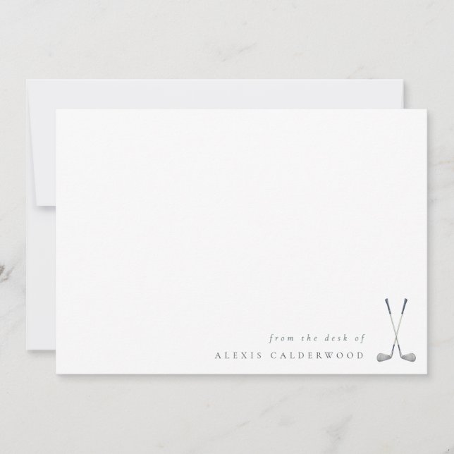 Modern Watercolor Golf Clubs Personalized Mitteilungskarte (Vorderseite)