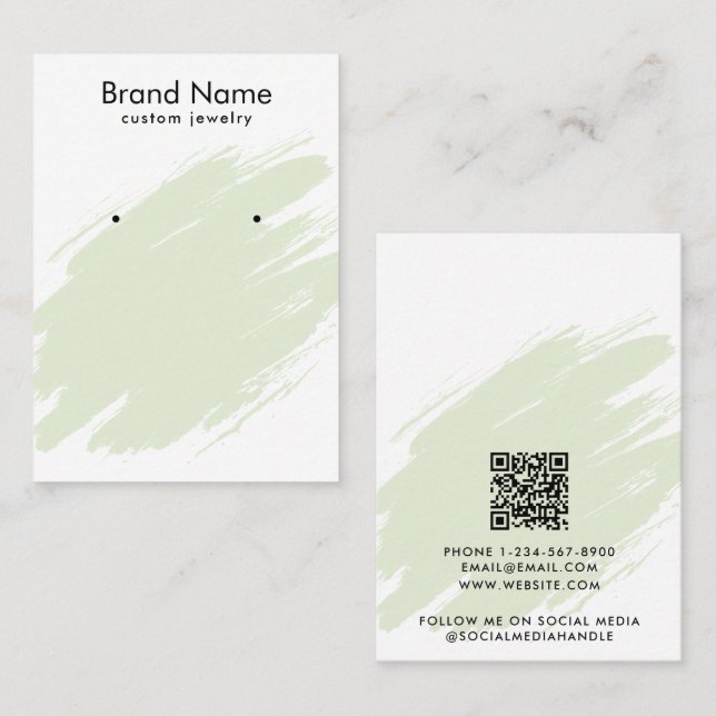 Modern Watercolor Green Jewelry Display Card Visitenkarte (Vorne/Hinten)