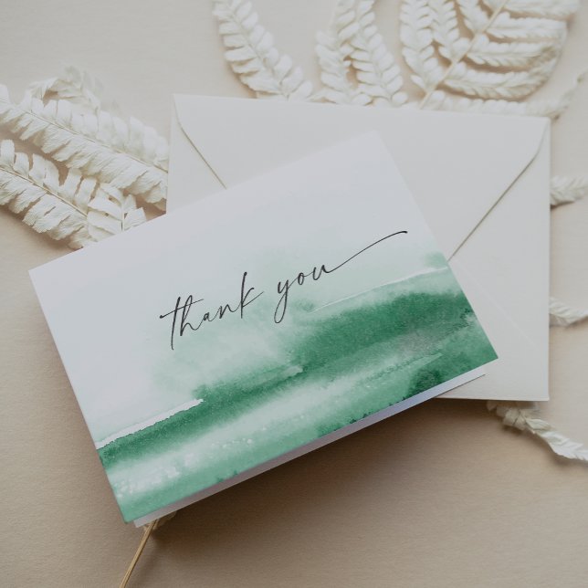 Modern Watercolor Green Thank | You Card Dankeskarte (Von Creator hochgeladen)