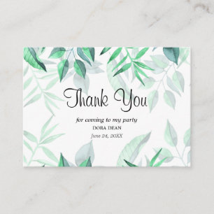 Modern Watercolor Greenery Danke Bridal Card Visitenkarte