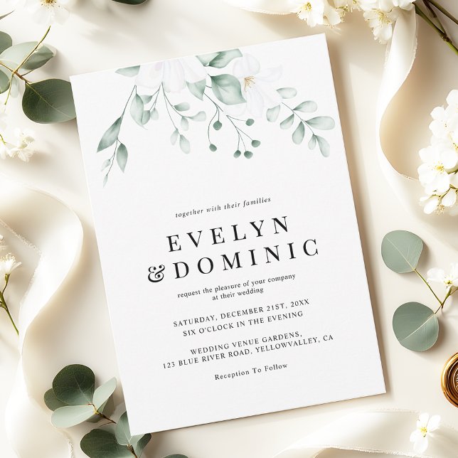 Modern Watercolor Greenery Foliage Wedding Einladung (Von Creator hochgeladen)
