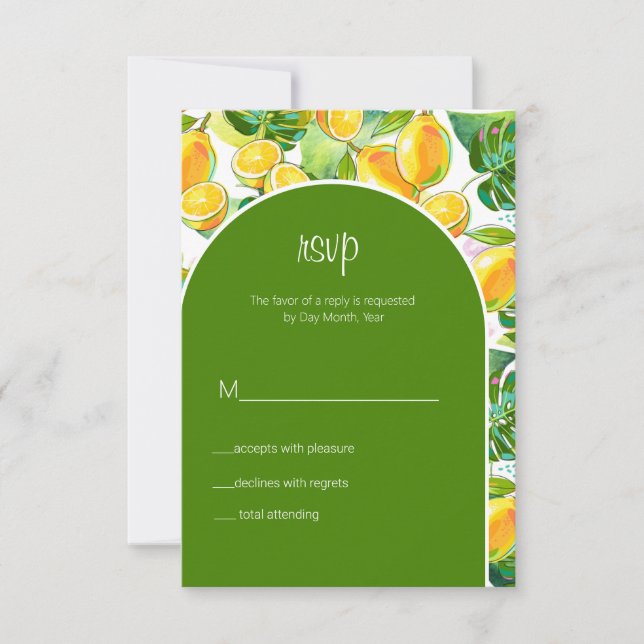 Modern Watercolor Lemon Garden Gelb UAwg RSVP Karte (Vorderseite)