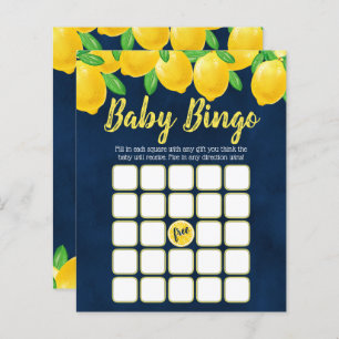Modern Watercolor Lemon Tree Baby Dusche Bingo