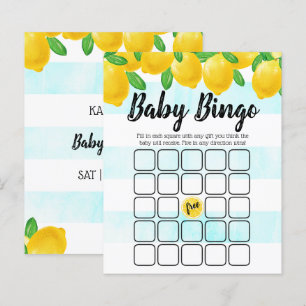 Modern Watercolor Lemon Tree Baby Dusche Bingo