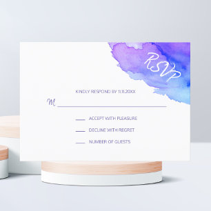 Modern Watercolor Lila Blue UAWG Insert Cards RSVP Karte
