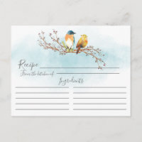 Modern Watercolor Love Birds Rezept Card