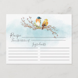 Modern Watercolor Love Birds Rezept Card Postkarte