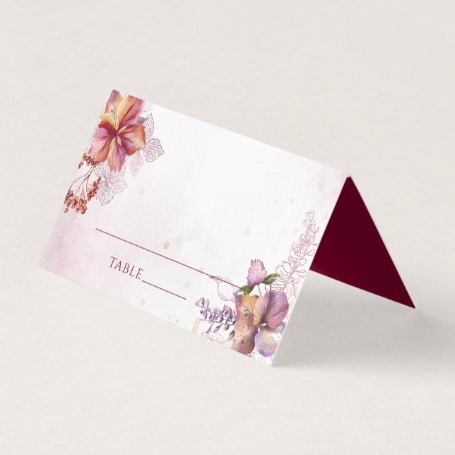 Modern Watercolor Marsala Fall Bouquet Wedding (Vorderseite)