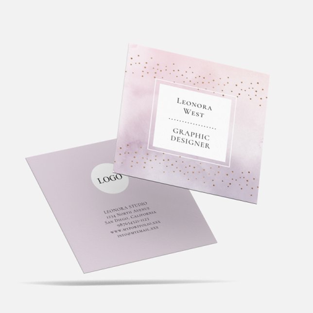 Modern Watercolor Mauve Square Business Card Quadratische Visitenkarte (Von Creator hochgeladen)