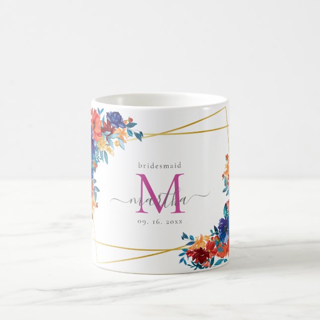 Modern Watercolor Mexican Fiesta Blume Bridesmaid Kaffeetasse (Mittel)