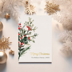 Modern Watercolor Mistletoe Christmas Gold Folien Feiertagskarte