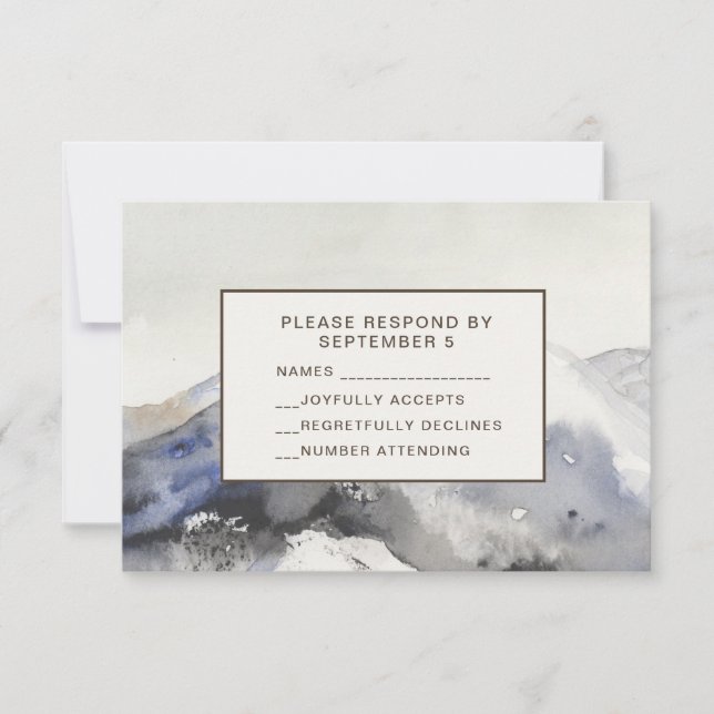 Modern Watercolor Mountains RSVP Card Neutral Tan (Vorderseite)