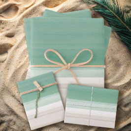 Modern Watercolor Ocean Beach Türkis Sand Geschenkpapier Set
