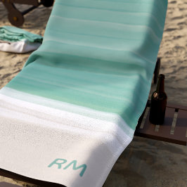 Modern Watercolor Ocean Sand Monogram Beach Handtu Strandtuch