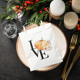 Modern Watercolor Orange Pumpkin With Love Geschenktütchen