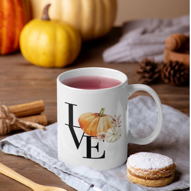 Modern Watercolor Orange Pumpkin With Love Kaffeetasse (Von Creator hochgeladen)