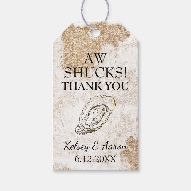 Modern Watercolor Oyster Beach Hochzeit Vielen Dan Geschenkanhänger (Vorderseite)