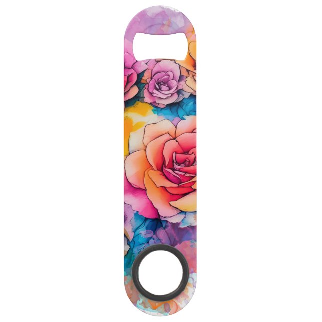 Modern Watercolor Paint Daubs Bouquet Speed Flaschenöffner (Vorderseite)