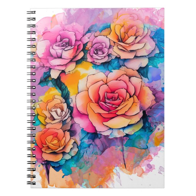 Modern Watercolor Paint Daubs Roses Bouquet Notizblock (Vorderseite)