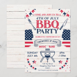 Modern Watercolor Patriotic 4. Juli GRILLEN Einladung