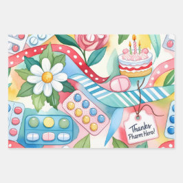 Modern Watercolor Pharmacy Thanks Pharm Hero Geschenkpapier Set
