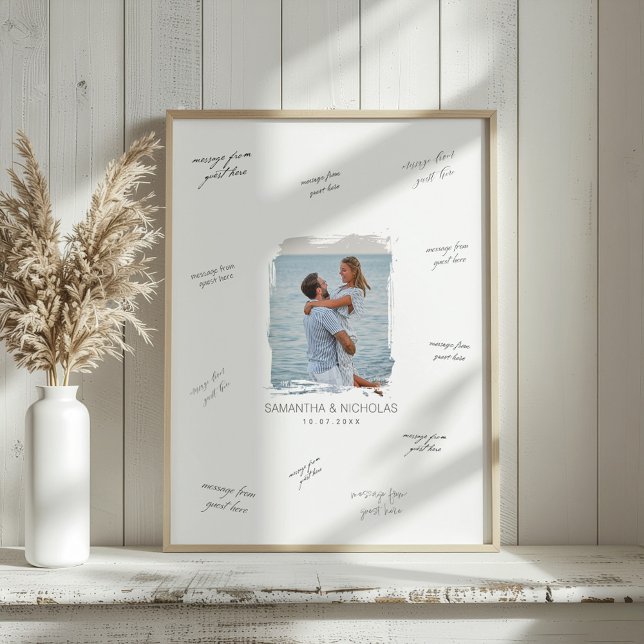 Modern Watercolor Photo Wedding Guest Signature Poster (Von Creator hochgeladen)