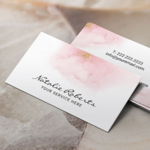 Modern Watercolor Pink & Gold Ombre Beauty Salon Visitenkarte