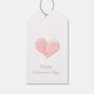 Modern Watercolor Pink Heart Valentinstag Geschenkanhänger