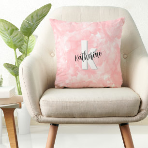 Modern Watercolor Pink Monogram Kissen