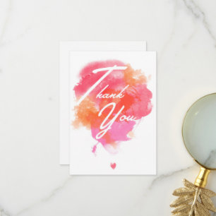 Modern, watercolor pink orange dankeskarte