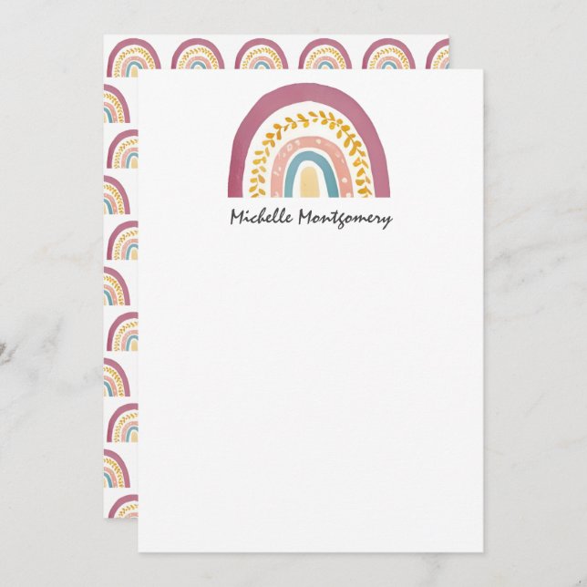 Modern Watercolor Rainbow Stationer Note Card Dankeskarte (Vorne/Hinten)