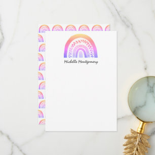 Modern Watercolor Rainbow Stationer Note Card Dankeskarte
