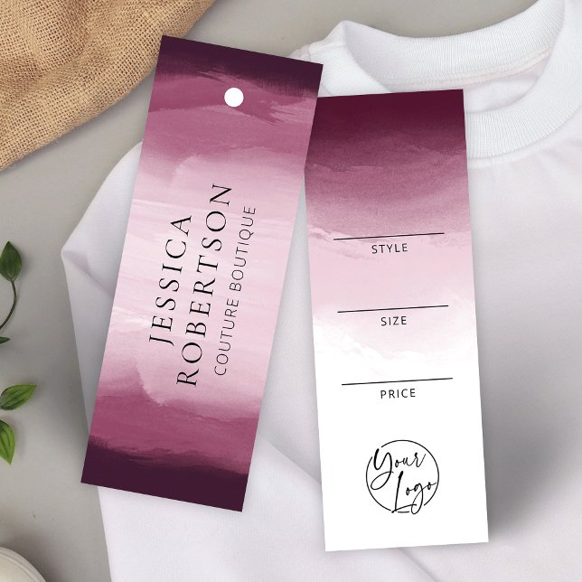 Modern Watercolor Red Cloud Price Label (Elegant burgundy watercolor fashion boutique price tag labels with your logo)
