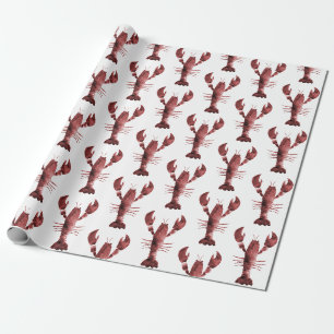 Modern Watercolor Red Lobster Muster Geschenkpapier