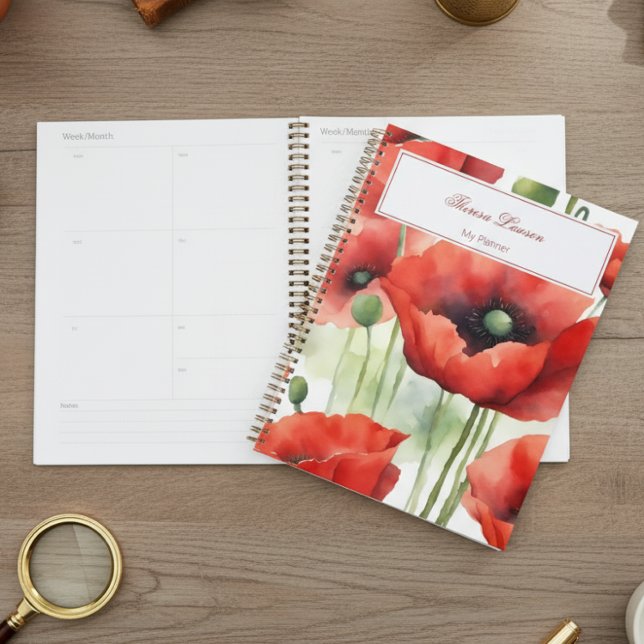 Modern Watercolor Red Poppies Planer (Von Creator hochgeladen)
