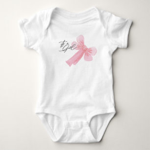 Modern Watercolor Rosa 'Es ist ein Mädchen'  Baby Strampler