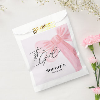 Modern Watercolor Rosa 'Es ist ein Mädchen' Geschenktütchen