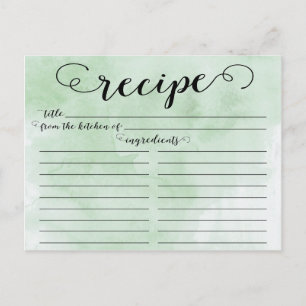 Modern Watercolor Script Brautparty Rezept Card Postkarte
