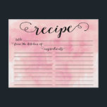 Modern Watercolor Script Brautparty Rezept Card Postkarte<br><div class="desc">Zeitgenössische Brautparty Kitchen Rezept Karten mit einem stilvollen schwarzen Typografie Script Schriftart Set auf einem beliebten rosa & gelben Aquarellhintergrund. Die Vorderseite unserer Rezeptkarte bietet Platz für einen Rezeptitel, von der Küche der Zutaten Platz. Dreh unsere Rezeptkarte um die Anfahrtszeiten, die Vorbereitungszeit und die Gesamtzeit anzuzeigen. Besuchen Sie unseren Shop...</div>