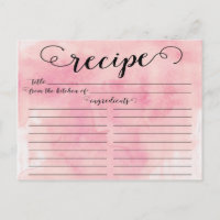 Modern Watercolor Script Brautparty Rezept Card