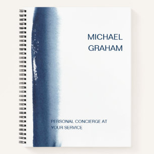 Modern Watercolor Simple Business Navy Blue Notizbuch