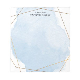 Modern Watercolor Splash Gold & Blue Personalisier Notizblock