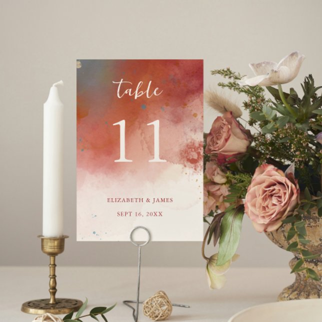 Modern Watercolor Terracotta Desert Boho Wedding Tischnummer (Von Creator hochgeladen)