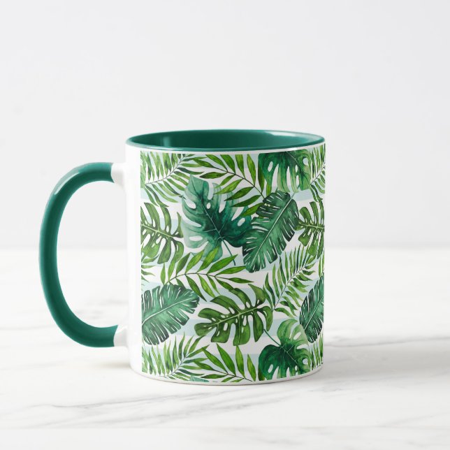 Modern Watercolor Tropical Blätter Muster Tasse (Links)
